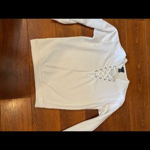 White tie up sweater